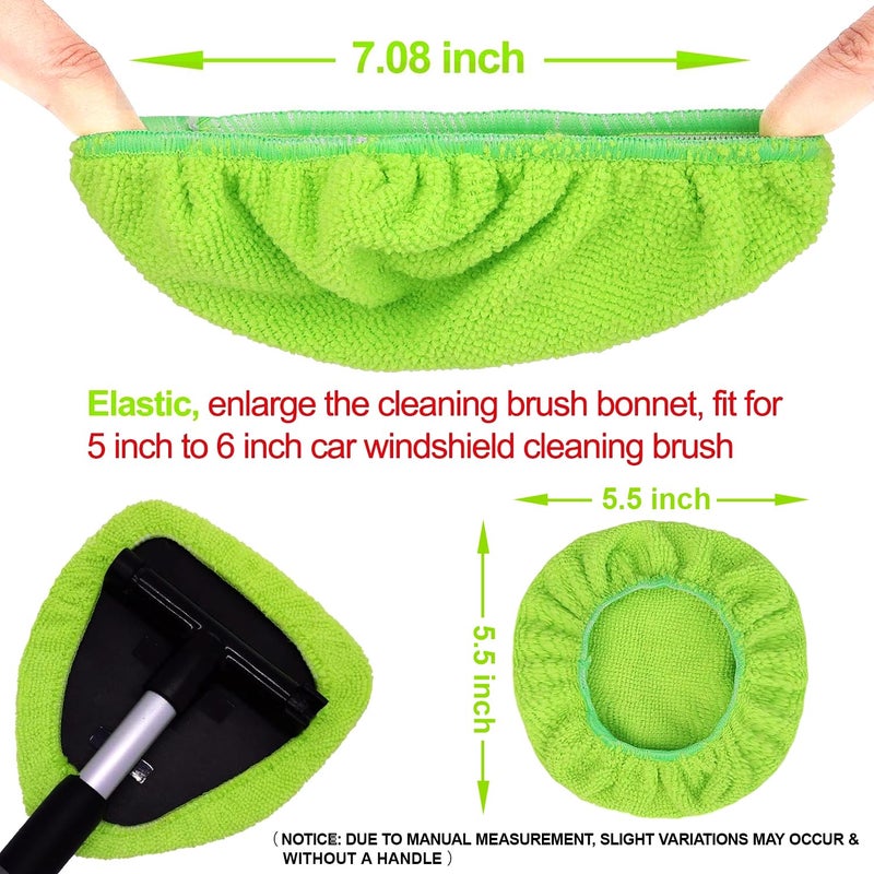 X XINDELL XINDELL 5 Pack Microfiber Pads â€“ Replacement Heads Cover for Xindell Windshield Cleaner Tools. Washable & Reusable Triangle Pads (Green). Fits Window Reach Tool - Handle Not Included - Image 4